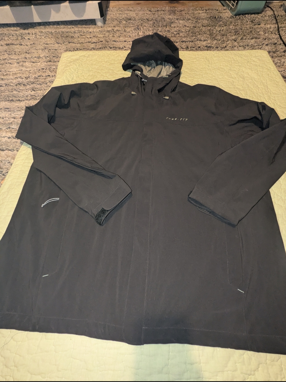 Free Fly Apparel Men's Hooded Black Rain Jacket